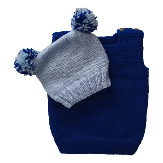 Pataia Tejidos - Chaleco Y Gorro - Azul/celeste