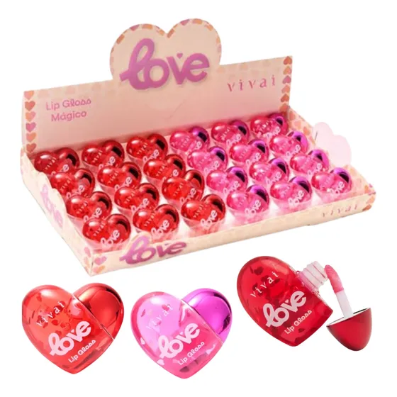 Lip Gloss Labial Mágico Love Vivai Caixa C/ 24 Unidades