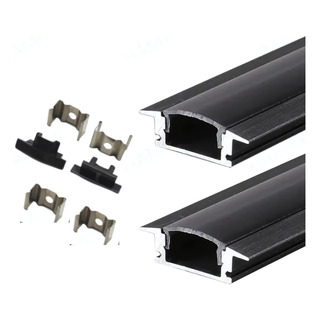 Perfil De Aluminio Para Empotrar Tira Led Muebles 2m Negro Perfil De Aluminio Para Empotrar Tira Led Muebles 2m Negro