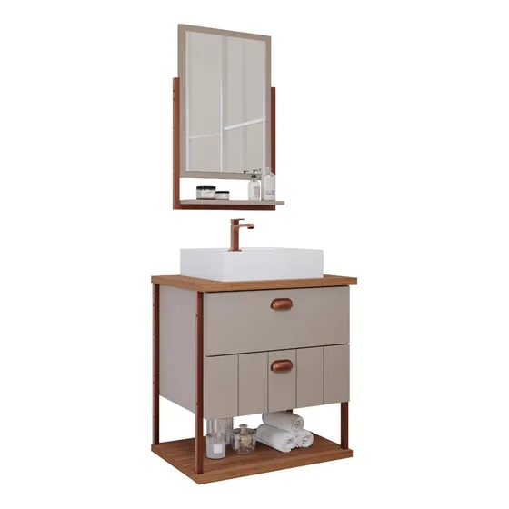Mueble de baño Mgm Uni Mdf gris con bañera y espejo
