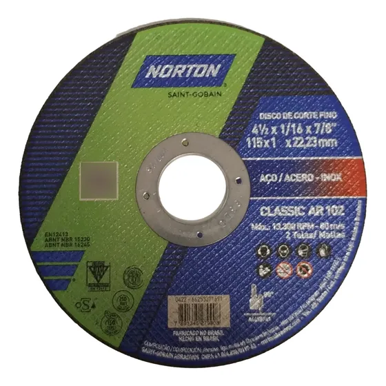 Disco Corte Norton Classic Ar102 115 X 1 Mm Caja 25 Unidades Color Azul