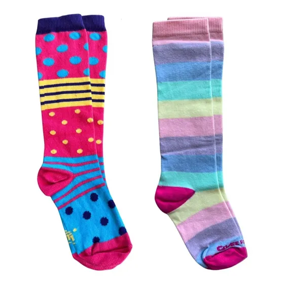 Meia Infantil Cano Alto Feminina 3/4 Kit Com 2 Un Menina