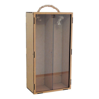 Caja Para Botella De Vino Con División Central Tapa Acrílico Caja Para Botella De Vino Con División Central Tapa Acrílico