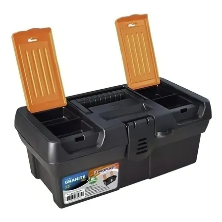 Caixa De Ferramentas Plástica Arqplast 4 Compartimentos Preto 25773