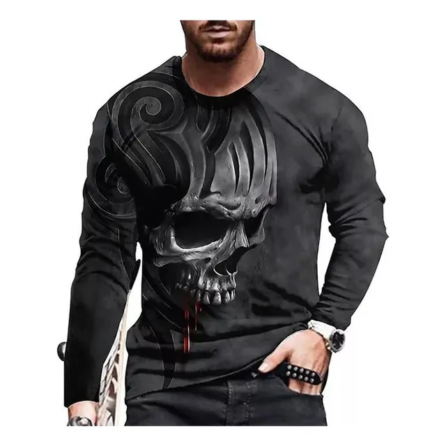 Camiseta De Manga Corta Para Hombre Con Calavera