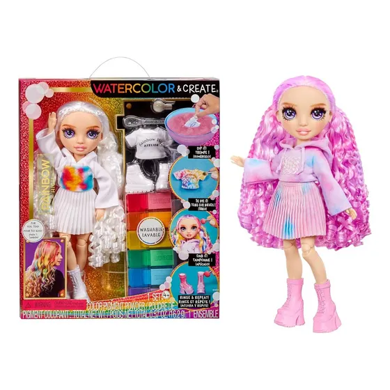 Muñeca Rainbow High Watercolor Fashion Doll Accesorios