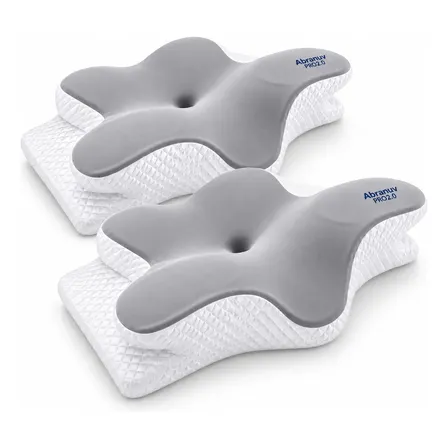 Kit 2 Travesseiros Cervicais Abranuv Espuma Visco Dormir Branco