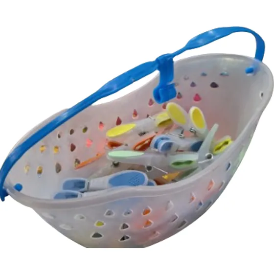Cesta Con Ganchos Plásticos Para Colgar La Ropa