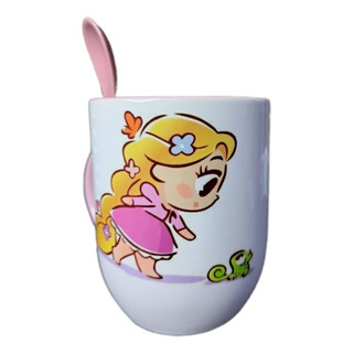 Taza Disney Princesa Rapunzel Con Cuchara Taza Disney Princesa Rapunzel Con Cuchara