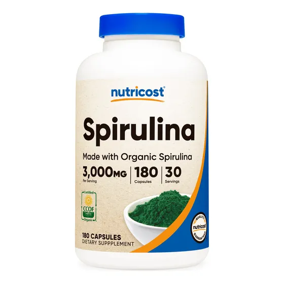 Suplemento Nutricost Spirulina 3000 Mg 180 Cápsulas