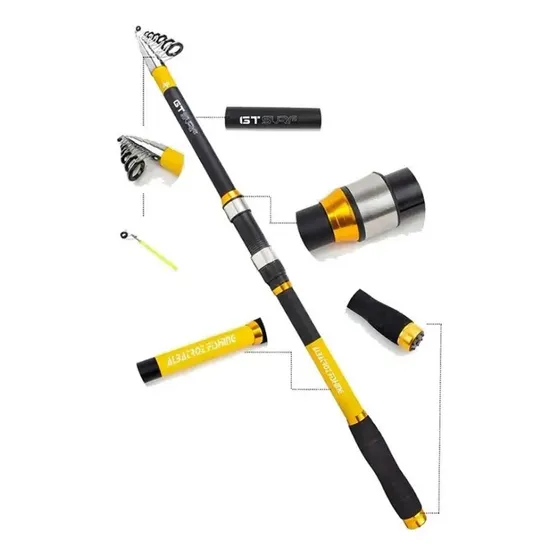 Kit 02 Vara Praia Costao Telesc Gt Surf 3,60m 25lbs Molinete