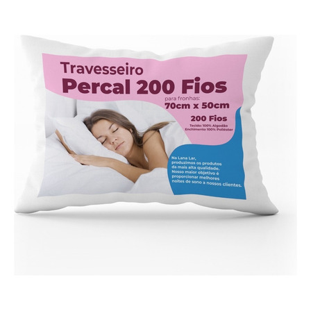 Travesseiro 100% Algodão 200 Fios 70 Cm X 50 Cm - 1 Unidade Travesseiro 100% Algodão 200 Fios 70 Cm X 50 Cm - 1 Unidade