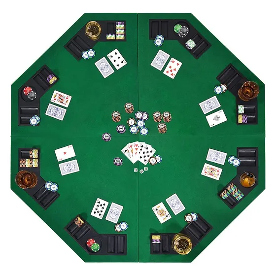 Alfombrilla Póquer Plegable 8 Jugadores Tapete De Mesa Paño Verde Oscuro