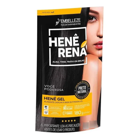 Alisante Henê Gel Preto Natural Rená Sachê 180g