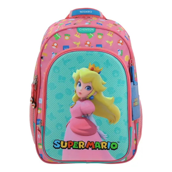 Mochila Super Mario Princesa Peach Poderes Estampado Primaria Mb66348 Chenson Color Rosa/jade