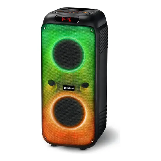 Parlante Torre Suono 2 Woofers 6.5'' Portátil Led Tws Rgb Bt Negro