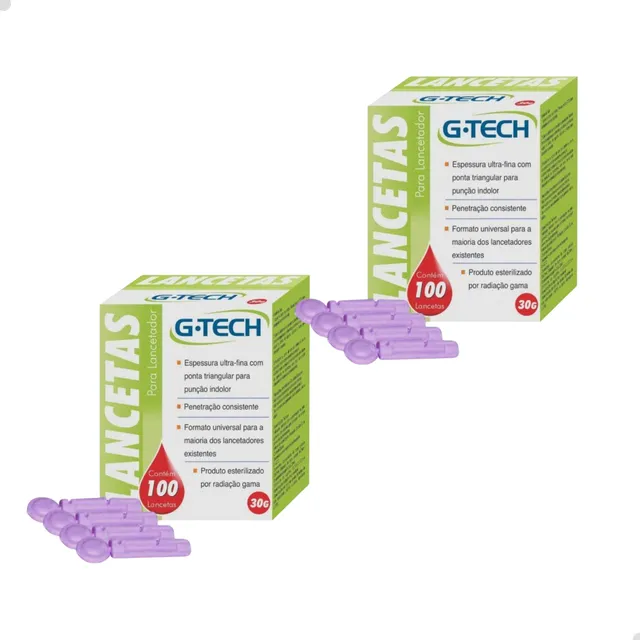 Kit 200 Unidades Lancetas G-tech Agulhas De Testar Glicose