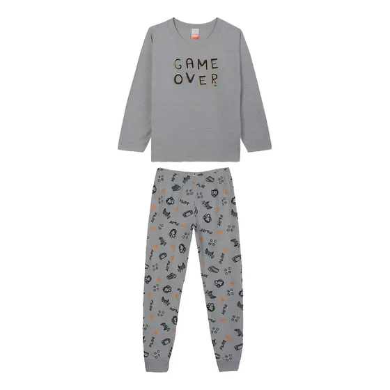 Pijama Game Over Manga Longa Brilha Escuro