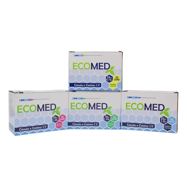 Cateter Iv O Jelco Ecomed 18g, 20g, 22g, 24g Bulto X 1000.