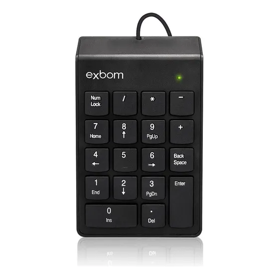 Teclado Numérico Com Fio Com 18 Teclas Portátil E Compacto Cor de teclado Preto