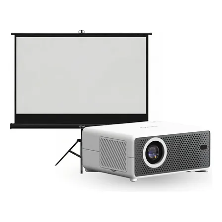 Proyector Portátil Hexa 8000lm + Telón 80 Negro Levo Negro