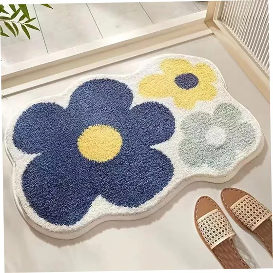 Tapete Baño Floral 19.7 X 31.5 In Cachemira Absorbente Suave