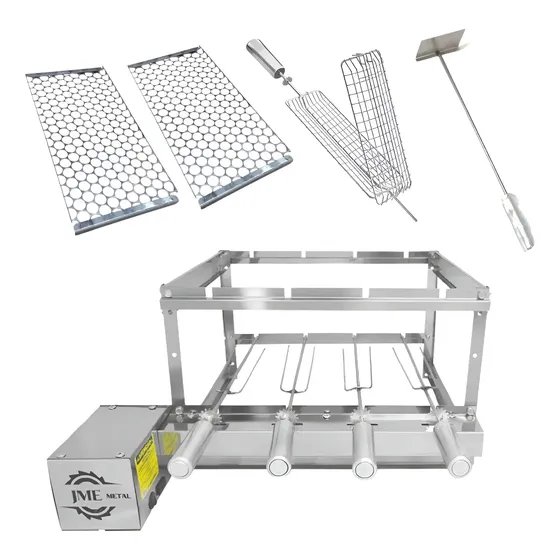 Churrasqueira Grill 100% Inox 4 Espetos Mais Acessórios L4