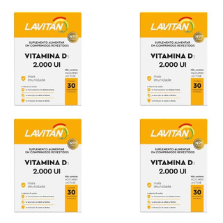 Kit Lavitan Vitamina D3 2.000ui Com 4 Uni De 30 Compri Cada Sem Sabor Kit Lavitan Vitamina D3 2.000ui Com 4 Uni De 30 Compri Cada Sem Sabor