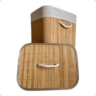 Cesto Roupas Sujas Bambu Retangular Forrado Banheiro Grande Cesto Roupas Sujas Bambu Retangular Forrado Banheiro Grande