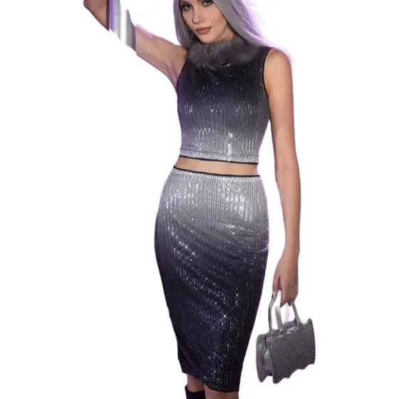 Vestido Conjunto  Elegante Lentejuela Shein