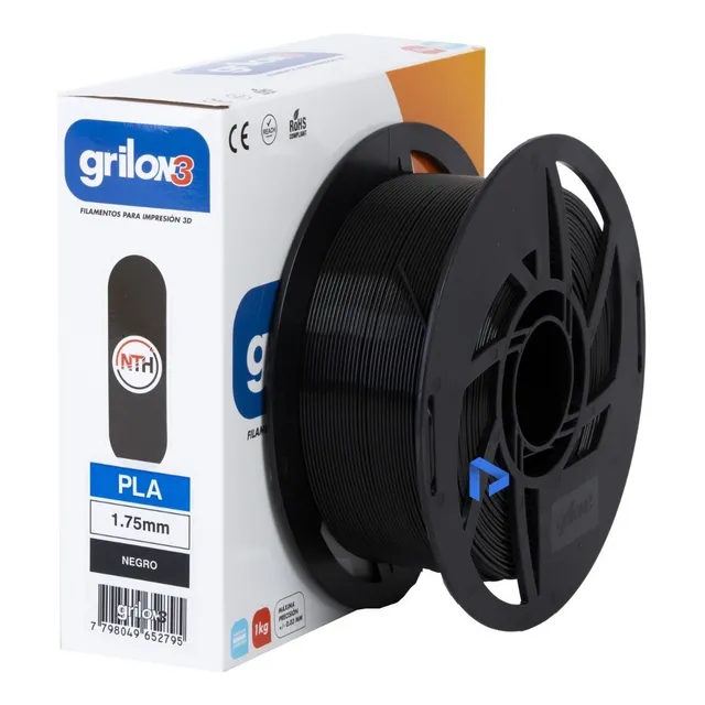Grilon3 filamento Pla x 1kg de 1.75mm color negro
