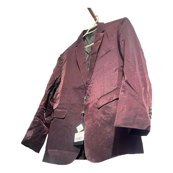 Blazer Brillante Negro,burdeo Para Hombre