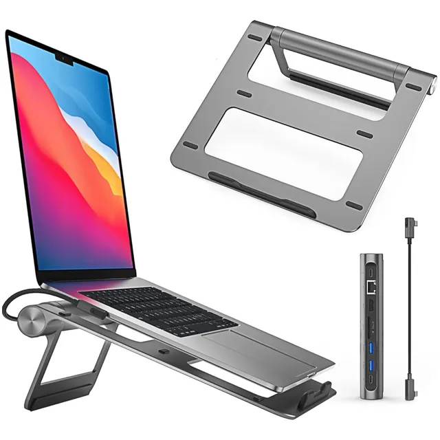 Base Soporte Para Notebook Aluminio Dock Station Hub 8 En 1