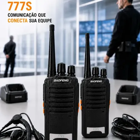 Kit 2 Rádios Comunicadores Walkie Talkie Baofeng 777S Profissional Eventos Radinho walk talk - Com Fone Microfone e Acessórios - Radio De Comunicação Segura Longo distancia Com 16 Canais Hardline