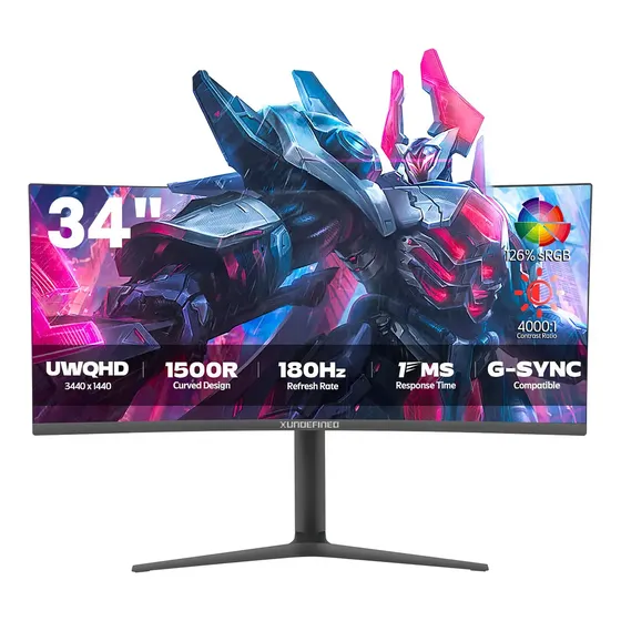 Monitor Gamer XUNDEFINED 34" Curvo UWQHD 180Hz VA G-Sync FreeSync HDMI DP Altavoces