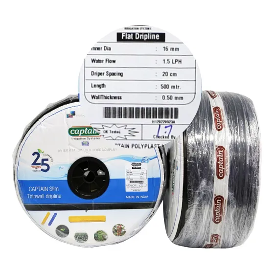 Tubería Plana De Riego X Goteo 16mmx20cmx1,5lphx20milx500m