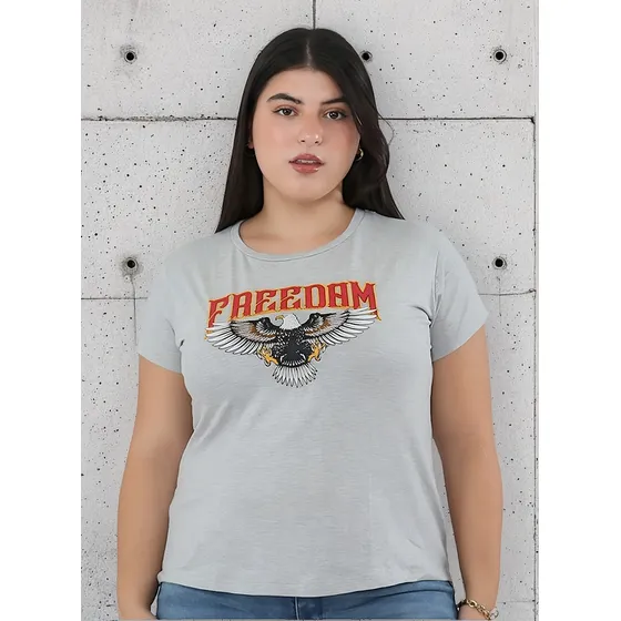 Remera Onyx Estampada Viscosa Freedom Mujer Talles Grandes