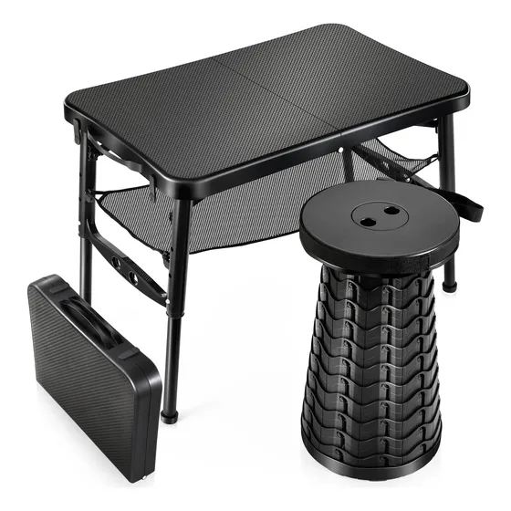 Kpr Juego De Mesa Plegable Y Taburete Retráctil, Mesa Pleg.
