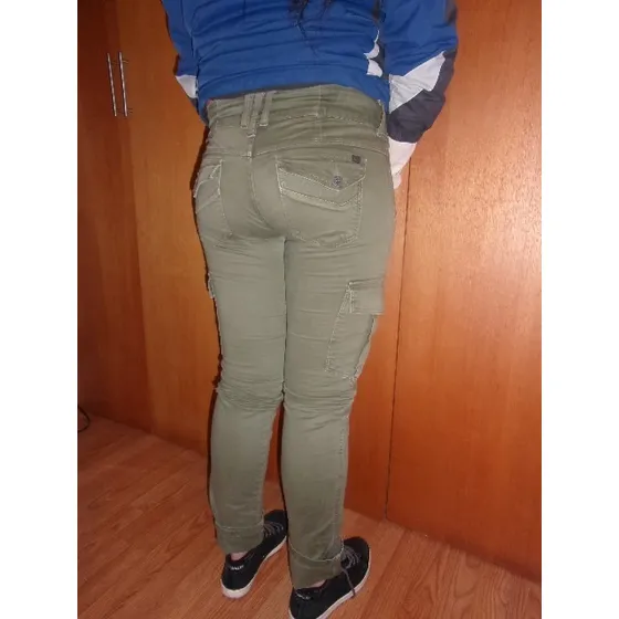 Pantalón De Dama Jean, Cargo O Carpintero, Verde Militar