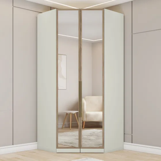Guarda Roupa Canto Closet Modulado 2 Portas E 3 Gavetas Wt