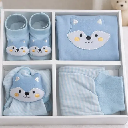 Kit Presente Bebê Recém Nascido Body Calça Pantufa E Naninha Azul Celeste P