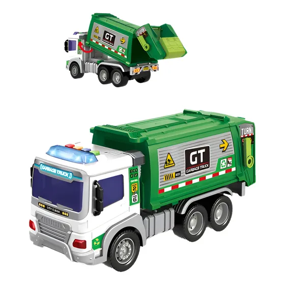 Juguete Camión De Basura Carro Didáctico Niños Luces Sonido Color Verde Con Blanco