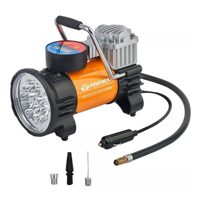 Compresor De Aire Portatil Daewoo Para Auto 12v Con Linterna