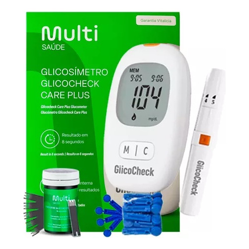 Monitor De Glicemia Glicocheck Multilaser Hc487 Cor Branco Monitor De Glicemia Glicocheck Multilaser Hc487 Cor Branco