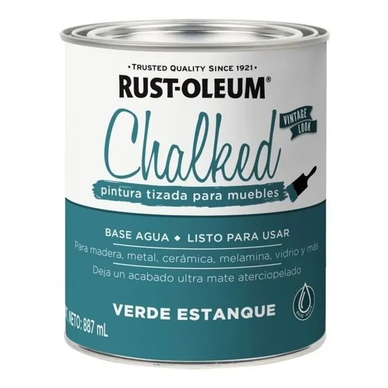 Pintura Rust Oleum Brochable Tizado Verde Estanque 0.887 Lts