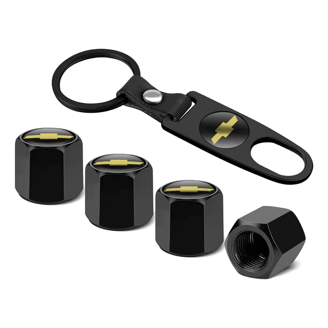 Tapones Válvula Llanta Con Llavero Para Chevrolet, Negro