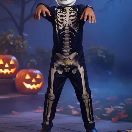 Fantasia Esqueleto Com Mascara Infantil, Caveira Halloween