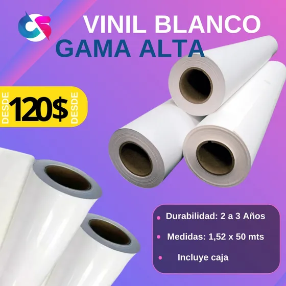 Vinil Blanco Gama Alta De 1.52 X 50 Mts