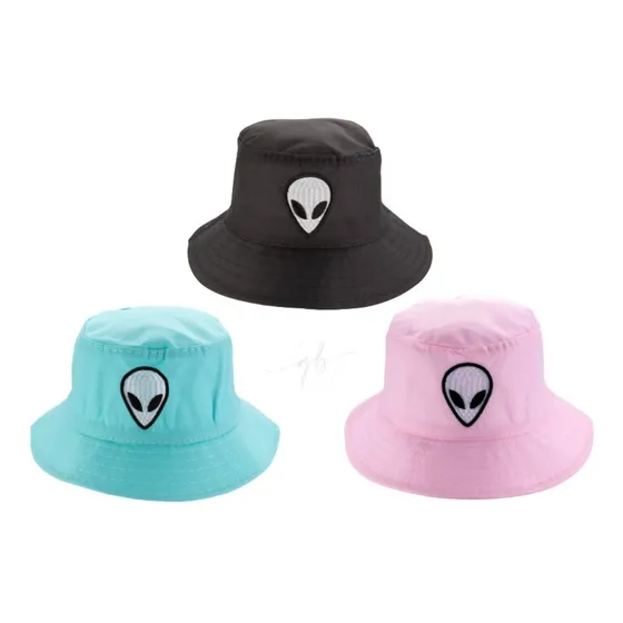 Kit Com 3 Chapeu Bucket Preto  Alien Estampado Envio 24 Hora