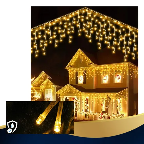 Cascata Natal 400 Leds 10 Metros Decoração Cores 110v 220v Cor das luzes Branco quente